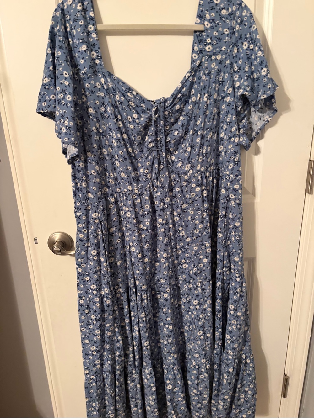 BloomChic Blue Floral Maxi Dress with White Daisy Print